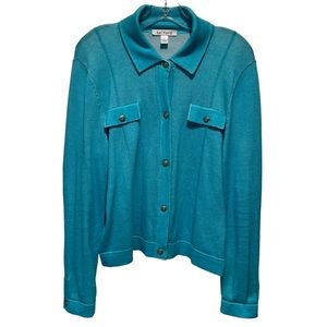 BELFORD Sky Blue 100% Pima Cotton Cardigan Size Large